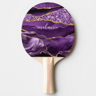 Raquette De Ping Pong Purple Gold Parties scintillant Votre Nom Ping Pon