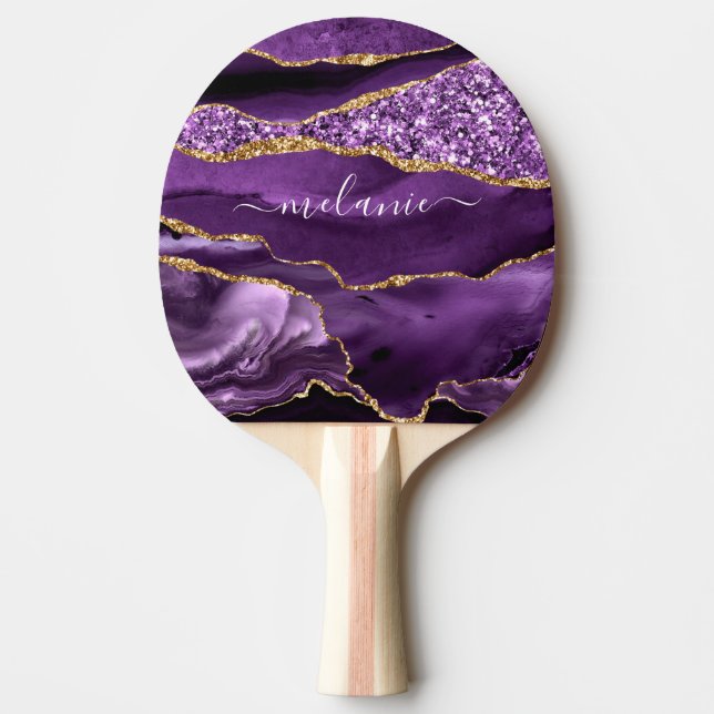 Raquette De Ping Pong Purple Gold Parties scintillant Votre Nom Ping Pon (Devant)