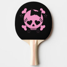 Racket de tennis de table à crâne rose