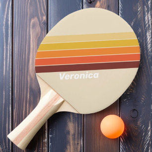 Raquette De Ping Pong Rayé Rétro avec Nom