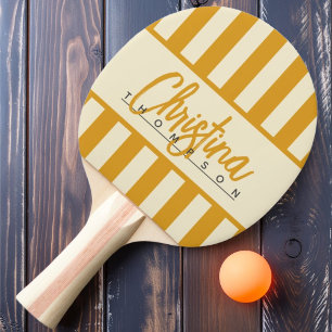 Raquette De Ping Pong Rayolement de bonbon de milieu de siècle en bouton