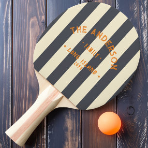 Raquette De Ping Pong Rayure grise méditerranéenne au bord de la mer & N