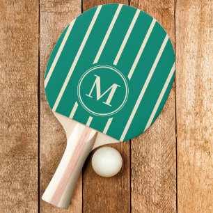 Raquette De Ping Pong Rayure Monogramme Couleur Aqua Beach Breeze