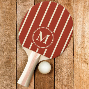 Raquette De Ping Pong Rayure Monogramme Couleur Terre de Sienne Brûlée