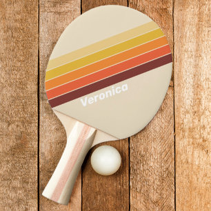 Raquette De Ping Pong Rayure Rétro avec Nom