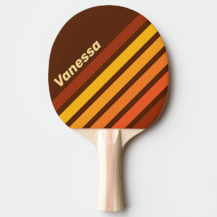Raquette De Ping Pong Rayures Angulaires de Style Vintage avec Nom