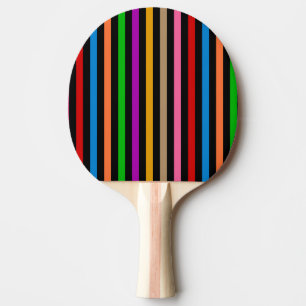 Raquette De Ping Pong Rayures arc-en-ciel colorées - Noir