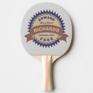 Raquette De Ping Pong Rayures bleues de gris de logo de brun de