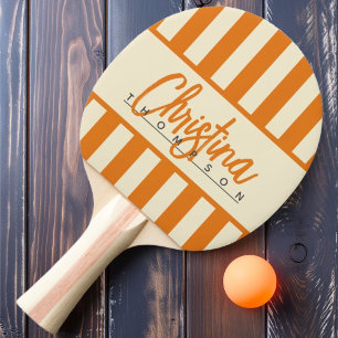 Raquette De Ping Pong Rayures de bonbon Polo de milieu de siècle Citron
