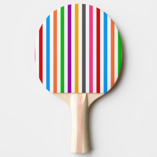 Raquette De Ping Pong Rayures de lignes arc-en-ciel colorées - Blanc