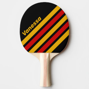 Raquette De Ping Pong Rayures inclinées de la capitale vintage avec nom