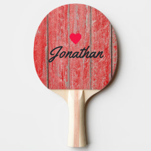 Raquette De Ping Pong Red Barn Boards Signature Cœur Vintage