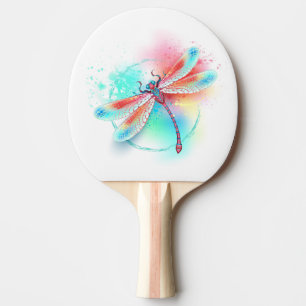 Raquette De Ping Pong Red dragonfly on watercolor background