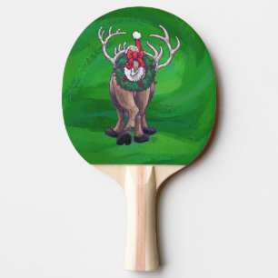Raquette De Ping Pong Reindees Noël Sur Vert