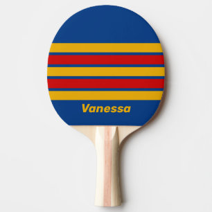 Raquette De Ping Pong Rétro Chaleureux à Rayures avec Nom