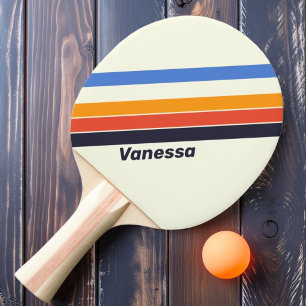 Raquette De Ping Pong Rétro cinq Rayures avec Nom