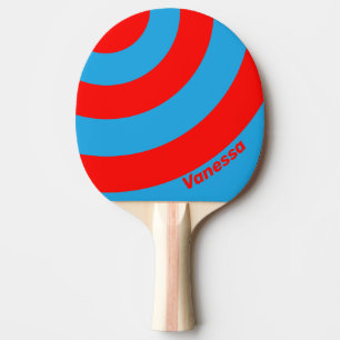 Raquette De Ping Pong Rétro Électrique Bleu Rouge Trois Cercles Rayure &