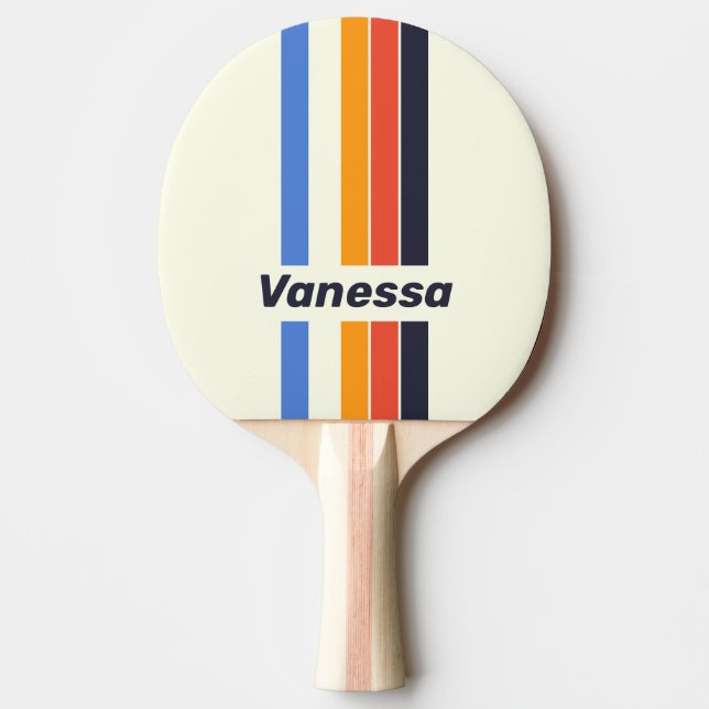 Raquette De Ping Pong Retro Five Pin Striped with Name (Devant)