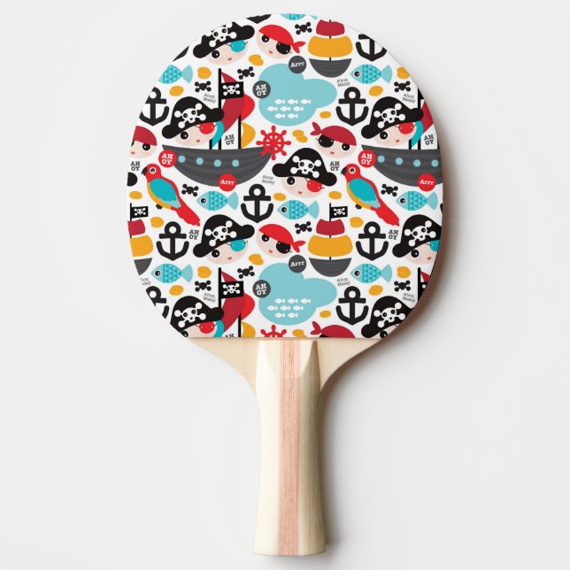 Raquette De Ping Pong Rétro navigation d'illustration de pirates (Devant)