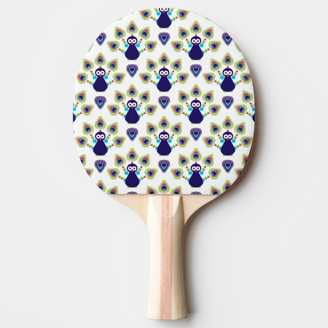 Raquette De Ping Pong rétro paon exotique de l'Inde (Devant)