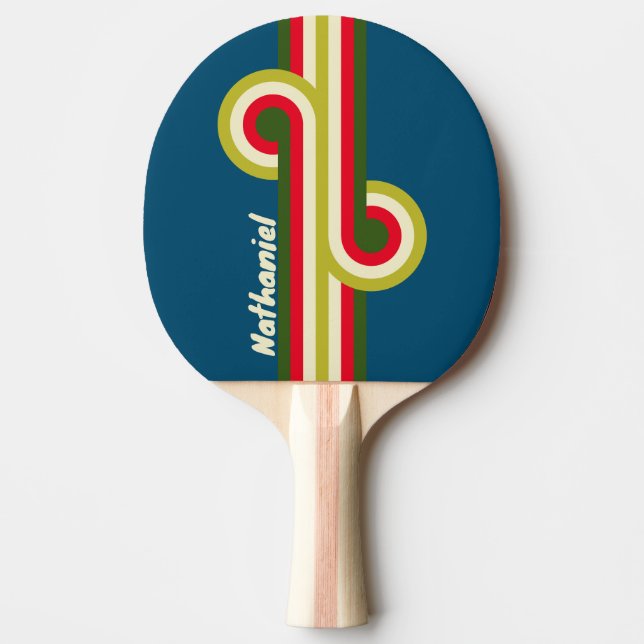 Raquette De Ping Pong Retro Rugby Stripe Loop with Name (Devant)