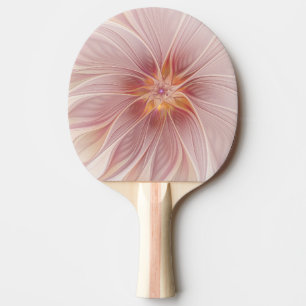 Raquette De Ping Pong Rêve floral rose tendre, art fractal abstrait de f