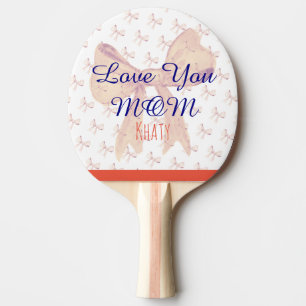 Raquette De Ping Pong Ribbon Love You Maman Typographie Elégante Fête de
