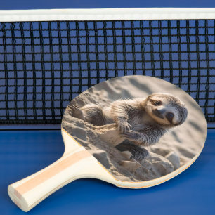 Raquette De Ping Pong Rives de sable : Baby Sloth Building Châteaux de s