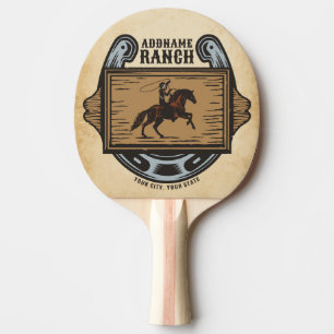 Raquette De Ping Pong Roping Cowboy AJOUTER LE NOM Western Family Horse 