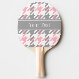 Raquette De Ping Pong Rose Blanc Dk Gris Houndstooth Nom Monogramme