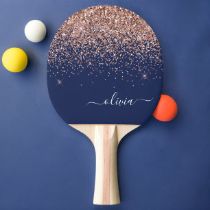 Raquette De Ping Pong Rose bleu marine Gold Blush Pink Parties scintilla