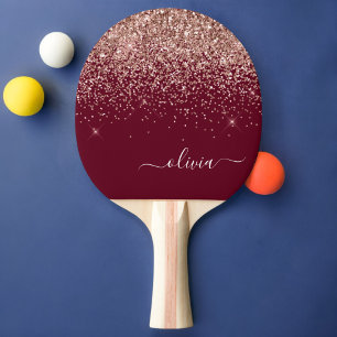 Raquette De Ping Pong Rose Bourgogne Gold Blush Pink Parties scintillant