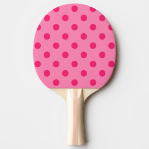 Raquette De Ping Pong Rose Chaud Sur Pois Rose Design Motif