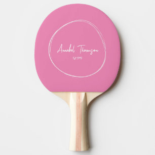 Raquette De Ping Pong Rose Classique avec Nom dans un Cercle Dessiné