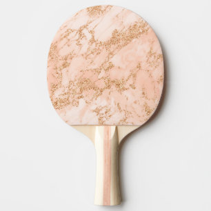 Raquette De Ping Pong Rose en marbre parties scintillant d'or abstrait