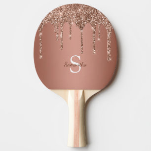 Raquette De Ping Pong Rose Gold Parties scintillant Étincelles Nom du mo