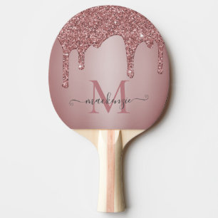 Raquette De Ping Pong Rose Gold Sparkle Glam Parties scintillant Monogra