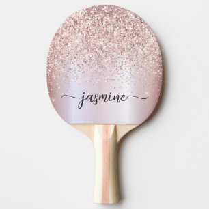 Raquette De Ping Pong Rose moderne Gold Parties scintillant Nom personna