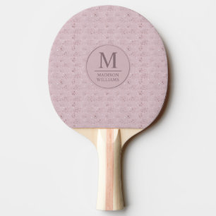 Raquette De Ping Pong Rose Pâle Pastel Douce Paillettes Dorées Motif