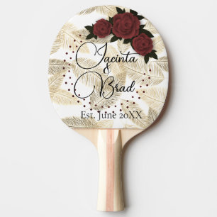 Raquette De Ping Pong Rose romantique Mariage de plume d'or