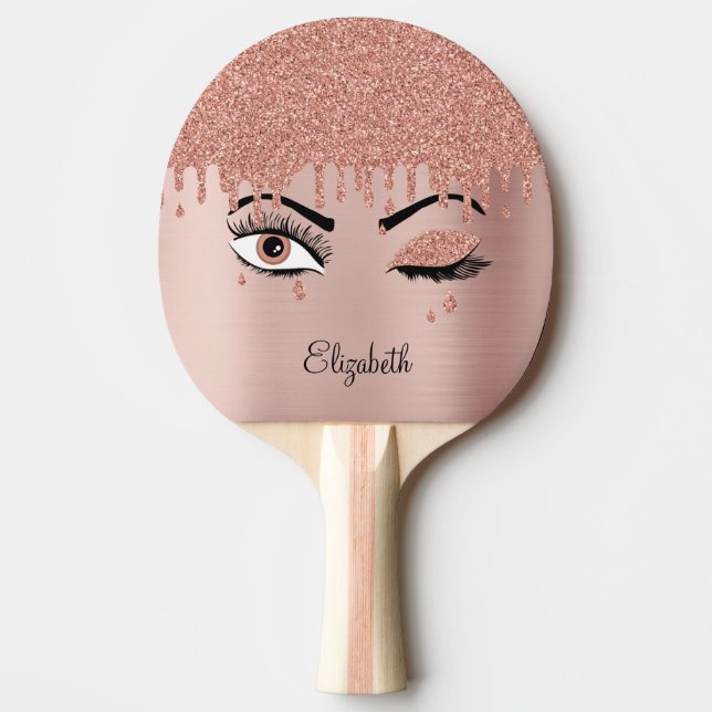 Raquette De Ping Pong Rose Rose or Eyelashes Parties scintillant Tennis  (Devant)