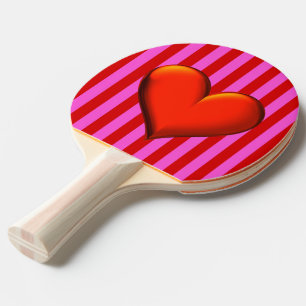 Raquette De Ping Pong Roses indien audacieuses, rayures rouges, coeur