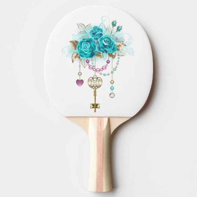 Raquette De Ping Pong Roses turquoise avec touches (Devant)