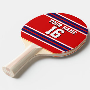 Raquette De Ping Pong Rouge avec Marine White Stripes Team Jersey