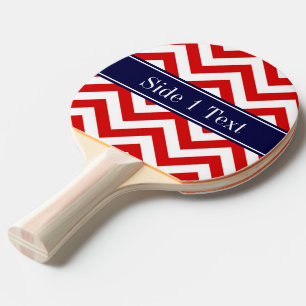 Raquette De Ping Pong Rouge Blanc LG Chevron Marine Nom bleu Monogramme