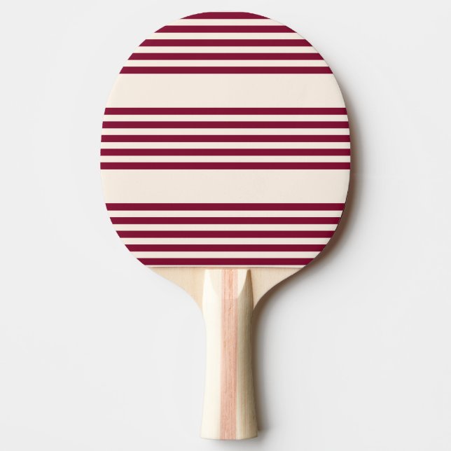 Raquette De Ping Pong Rouge bordeaux et beige cinq rayures motif (Devant)