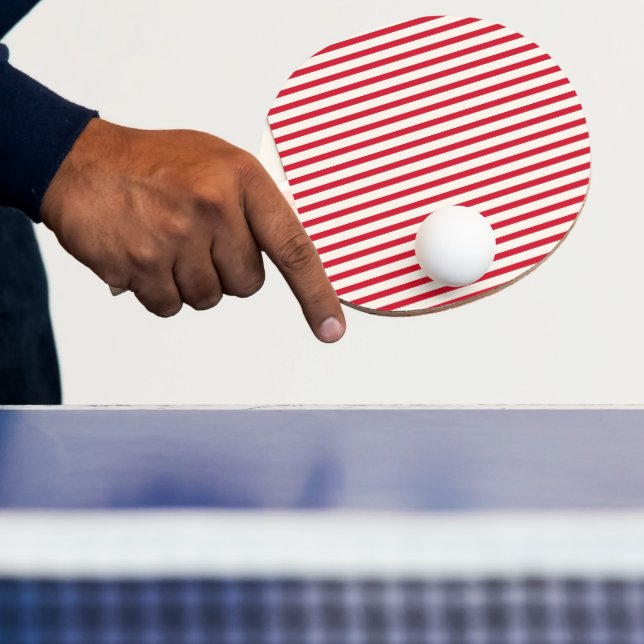 Raquette De Ping Pong Rouge et blanc rayé moderne de Noël rayé (Insitu)