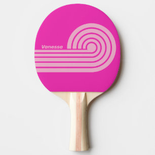Raquette De Ping Pong Rouge Rétro Ciel Double Boucle Rayures avec Nom
