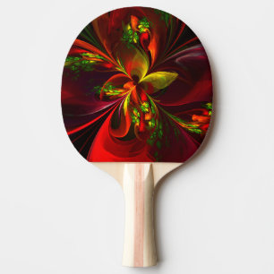 Raquette De Ping Pong Rouge vert moderne Floral Abstrait Art Motif #05
