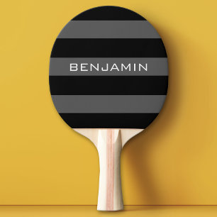 Raquette De Ping Pong Rugby noir et gris avec nom personnalisé